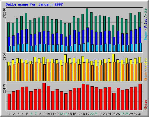 Daily usage for January 2007